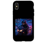 Red Panda Cyberpunk Rider Motorcycle Biker Synthwave Case for iPhone X/XS