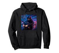 Red Panda Cyberpunk Rider Motorcycle Biker Synthwave Pullover Hoodie