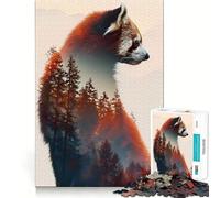 Red Panda Double Exposure Jigsaw Puzzles for Adults1000 Pieces Memory Gain Stress Relief Design Assembly Memorable Gift (50x75cm)
