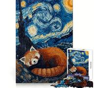 Red Panda Dreams Starry Night 1000 Piece Jigsaws for Adults Puzzle Mind Exercise Toy Family Bond Precision Cut Creative Gift (50x75cm)