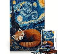 Red Panda Dreams Starry Night Jigsaw Puzzle 1000 Piece for Adults Mind Game Toy Peaceful Fun Neat Cut Art Collection Piece (38x52cm)