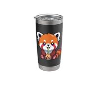 Red Panda Drinking Boba Tea Cute Animal Lover Stainless Steel Insulated Tumbler