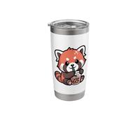 Red Panda Drinking Boba Tea Cute Animal Lover Stainless Steel Insulated Tumbler
