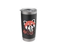Red Panda Drinking Bubble Tea Animal Lover Stainless Steel Insulated Tumbler