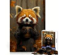 Red Panda Drinking Coffee 1000 Pieces Jigsaw Puzzles for Adults Mental Logic Toy Serene Time Firm Cut (38x26cm)