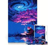 Red Panda Drinking Tea Under A Galaxy Sky 1000 Piece Jigsaw Puzzle for Teenagers Enhance Recall Family Bond Exact Edge Thoughtful Gift (50x75cm)