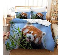 Red Panda Duvet Cover Single 3D Pattern Printed Bedding with Zipper Closure and Corner Ties Hypoallergenic Soft Microfiber Bedding Set 135X200 cm Adult Teen Child Boy Girl