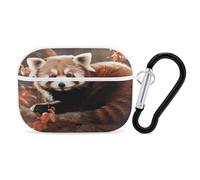 Red Panda Earbuds Organizer Shockproof Protective Airpods Pro Cover with Carabiner Clip Anti Fall Carrying Earphone Case Cover for Airpods Pro 2nd Generation White
