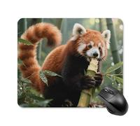 Red Panda Eating Mouse Pad Cute Square Mouse Mat Leather Non-Slip Rubber Base Mousepad Waterproof Computer Mouses Pad for Laptop Wireless Mouses Keyboard Home Office 25 * 30cm