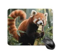 Red Panda Eating Mouse Pad Cute Square Mouse Mat Leather Non-Slip Rubber Base Mousepad Waterproof Computer Mouses Pad for Laptop Wireless Mouses Keyboard Home Office 20 * 25cm
