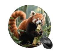 Red Panda Eating Mouse Pad Round Laptop Mouse Mat Cute Computer Mousepad Keyboard Pad Non-Slip Desk Pads for Gaming Office Work Home