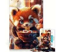 Red Panda Eating Ramen Jigsaw Puzzles for Adults 1000 Piece Logic Toy Stress Release Precision Cut Festival Gift (38x26cm)