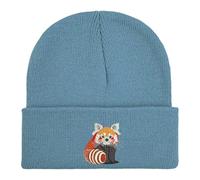Red Panda Embroidered Beanie hat (UK, Alpha, One Size, Standard, Airforce Blue)