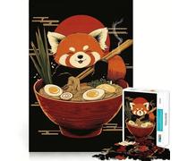 Red Panda Enjoying Ramen Bowl 1000 Pieces Jigsaws Adults Puzzles Brain Workout Toy Soft Relax Image Assembly Lovely Present (38x52cm)