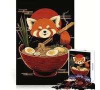Red Panda Enjoying Ramen Bowl 1000 Pieces Jigsaws Adults Puzzles Brain Workout Toy Soft Relax Image Assembly Lovely Present (38x52cm)