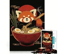Red Panda Enjoying Ramen Bowl Jigsaw Puzzles for Adults 1000 Piece Logic Toy Stress Release Precision Cut Festival Gift (38x26cm)