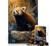 Red Panda Fairy with Blue Flowers 1000 Pieces Jigsaw Puzzles for Adults Mind Exercise Toy Relax Time Precision Cut Stylish Gift (38x52cm)