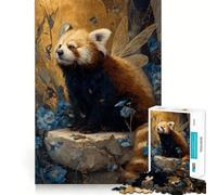 Red Panda Fairy with Blue Flowers 1000 Pieces Jigsaw Puzzles for Adults Mind Exercise Toy Relax Time Precision Cut Stylish Gift (38x52cm)