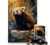 Red Panda Fairy with Blue Flowers Puzzles for Adults 1000 Puzzles Strengthen Memory Anxiety Relief Smooth Edge Warm Surprise (50x75cm)