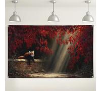 Red Panda Fall Backdrop, Autumn Nature Scenic Wall Decor, Cozy Indoor/Outdoor Photography Background for Parties, Thanksgiving and Autumn Celebrations 71x43 Inch
