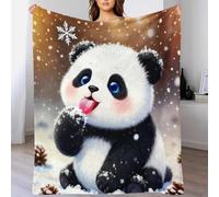 Red Panda Fleece Throw Blanket for Couch Sofa Bed All Season Snowy Field Pattern Blanket Soft Cozy Warm Flannel Creative Gift for Kids Teens Adults 50x60inch(127x152cm)