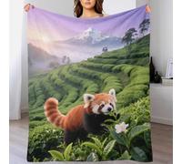 Red Panda Fleece Throw Blanket for Couch Sofa Bed All Season Tea Plantation Terraces Pattern Blanket Soft Warm Cozy Flannel Presents for Her Or Him 50x60inch(127x152cm)