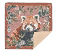 Red Panda Floral Scarf Art Cute Foldable Baby Activity Play Mat for Floor 1-Piecing Infant Play Mat for Baby Toddler Infant, 50'' x 50''
