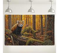 Red Panda Forest Backdrop, Rustic Nature Inspired Photography Background, Autumn Outdoor/Indoor Party Decor, Woodland Animal Theme for Events 71x43 Inch