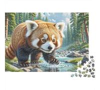 Red Panda Forest Stream 1000 Piece Jigsaw Puzzle Jigsaw Puzzle for Adults Relaxing Home Decor Gift 52x38cm/1000pcs