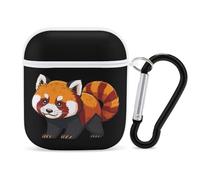 Red Panda Funny Case Cover Compatible for AirPods 1 & 2 Earbuds Protective Hard Cover with Keychain