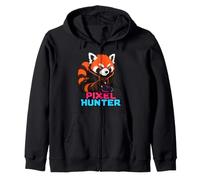 Red Panda Gamer Pixel Hunter Gaming Mouse Cute Wildlife Zip Hoodie