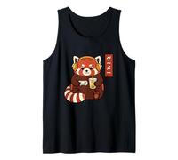 Red Panda Gamer Ukiyo-e Japanese w Boba Tea Tank Top