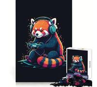 Red Panda Gamer with Headphones Hard Jigsaw Puzzle for Adults 1000 Pieces Mind Challenge Toy Gentle Leisure Precise Cut Memorable Gift (38x52cm)