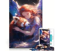 Red Panda Girl Embrace 1000 Pieces Jigsaws Adults Puzzles Brain Workout Toy Soft Relax Image Assembly Lovely Present (38x52cm)