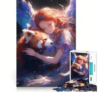 Red Panda Girl Embrace Jigsaw Puzzles for Adults1000 Pieces Memory Boost Together Fun Image Assembly Art Collectible (38x26cm)