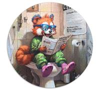 Red Panda Go Toilet 1000 Pieces Puzzle Gifts 1000 Piece Round Puzzle for Travel Lovers & Couples, Challenging Toy 67.5x67.5cm