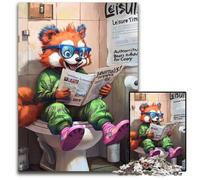 Red Panda Go Toilet Adult Jigsaw Puzzles 1000 Pieces Wooden Jigsaw Puzzles for Adults Perfect DIY Art Decor Or Birthday Gift 50x75CM/19.68x29.52inch