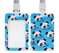 Red Panda Grid Id Badge Holder with Breakaway Lanyard Abs Plastic Name Tag Holder Vertical Clear Front Window Push Slide Card Protector Gift for NurseTeacher Office Staff & Events