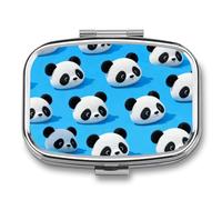 Red Panda Grid pilldispenser with Mirror 2 Compartments Waterproof PillCase for Purse Pocket Non-Slip Grip Travel Medicine Organizer Container Box for Vitamin Fish Oil Supplement