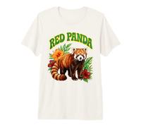 Red Panda Groovy Floral Watercolor Boho Red Panda Premium T-Shirt