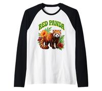 Red Panda Groovy Floral Watercolor Boho Red Panda Raglan Baseball Tee