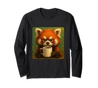 Red Panda Grumpy Coffee Morning Humor Wildlife Tired Mug Long Sleeve T-Shirt