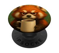 Red Panda Grumpy Coffee Morning Humor Wildlife Tired Mug PopSockets Adhesive PopGrip