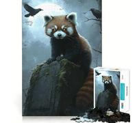 Red Panda Guardian Jigsaw Puzzle 1000 Piece for Adults Mind Game Toy Peaceful Fun Neat Cut Art Collection Piece (38x26cm)