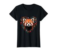 Red Panda Hearts Animal Lover Value Graphic T-Shirt, Women, Black, S