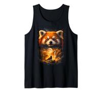 Red Panda Howling at The Moon Fantasy Art Forest Graphic Tank Top