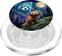 Red Panda Howling at the Moon Funny Parody Art PopSockets PopGrip for MagSafe