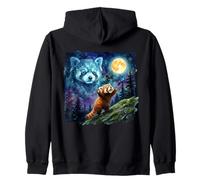 Red Panda Howling at the Moon Funny Parody Art Zip Hoodie