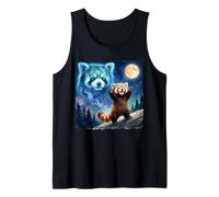 Red Panda Howling at The Moon Parody Night Sky Art Tank Top