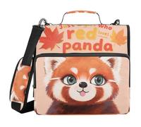 Red Panda Illustration 3.5cm 3 Ring Office Binder Organizer With Belt Easy To Carry Document Organizer For School And Office